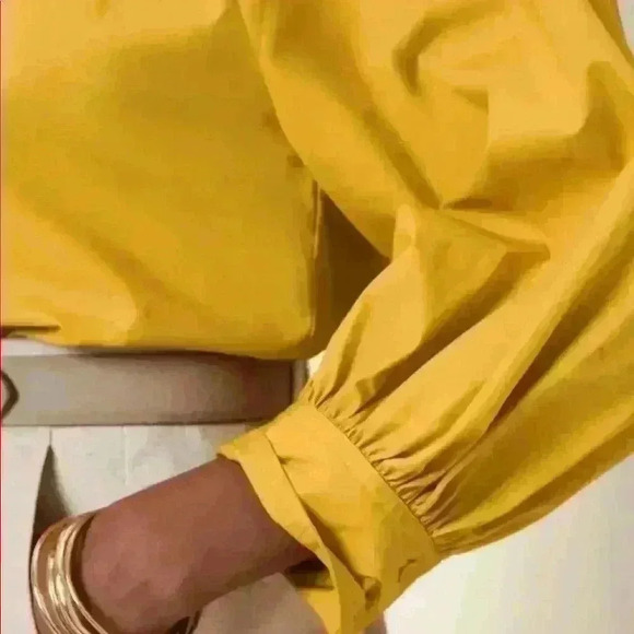 NWT CLEO FASHION POPLIN SHIRT, Mustard - Picture 3 of 15